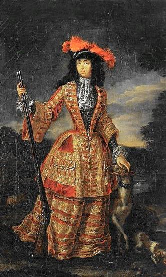 Jan Frans van Douven Anna Maria Luisa de' Medici in hunting dress France oil painting art